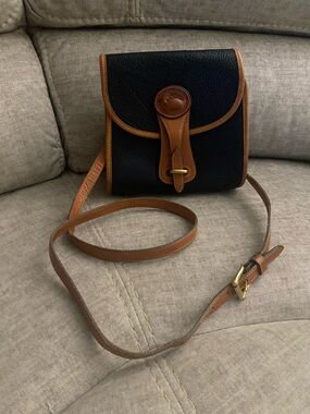 Dooney & Bourke Black with Tan Trim Leather Crossbody